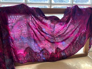 Purple and magenta scarf with gold border(#4)