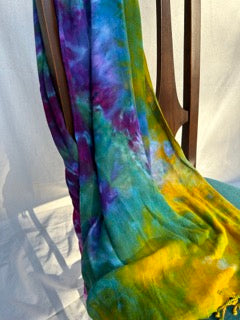 Yellow, green, purple and peacock blue scarf (#1)