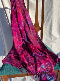 Purple and magenta scarf with gold border(#4)