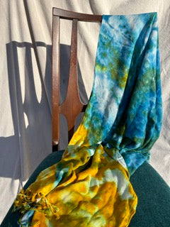 Goldenrod, peacock and blue scarf (#9)
