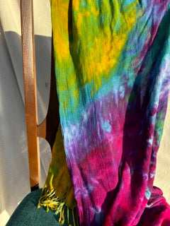 Yellow, green, purple and peacock blue scarf (#1)