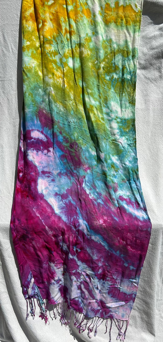 Yellow, green, purple and peacock blue scarf (#2)