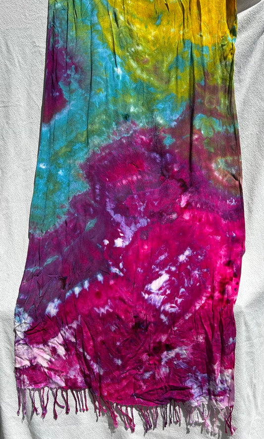 Yellow, green, purple and peacock blue scarf (#3)