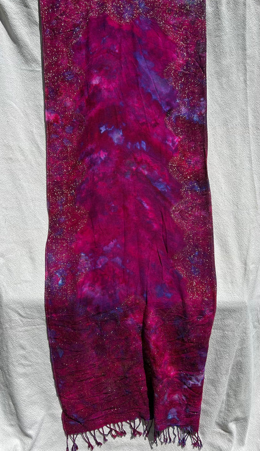 Purple and magenta scarf with gold border(#4)