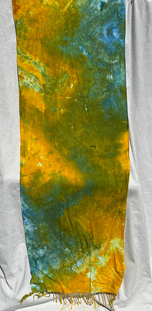 Goldenrod, peacock and blue scarf (#7)