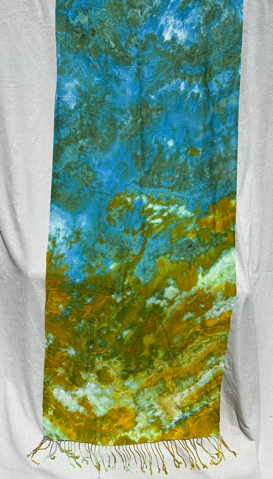 Goldenrod, peacock and blue scarf (#8)