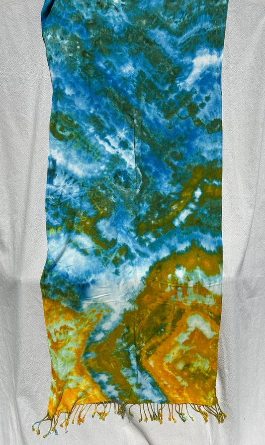 Goldenrod, peacock and blue scarf (#9)