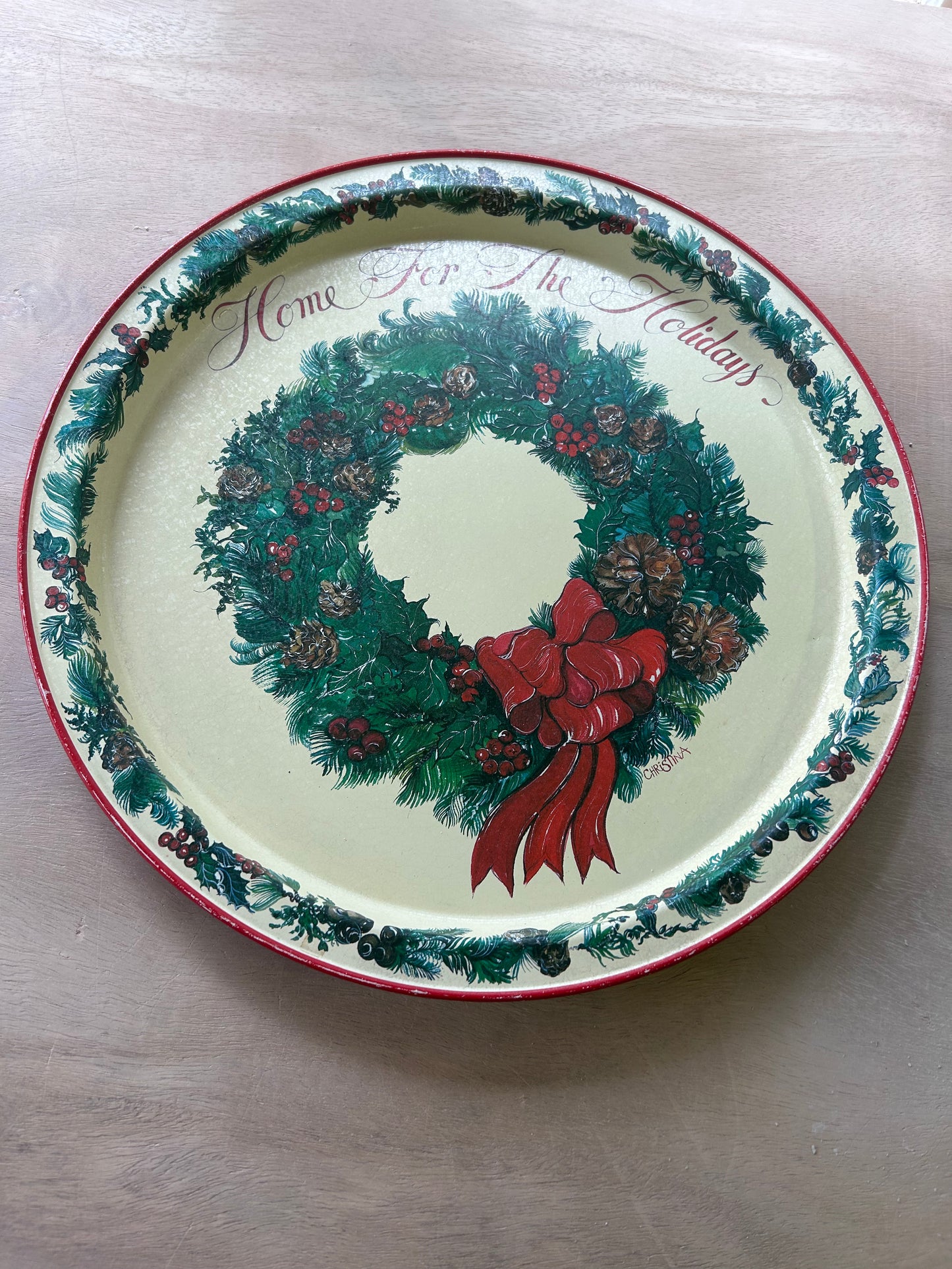 Vintage Tray- home for the holidays