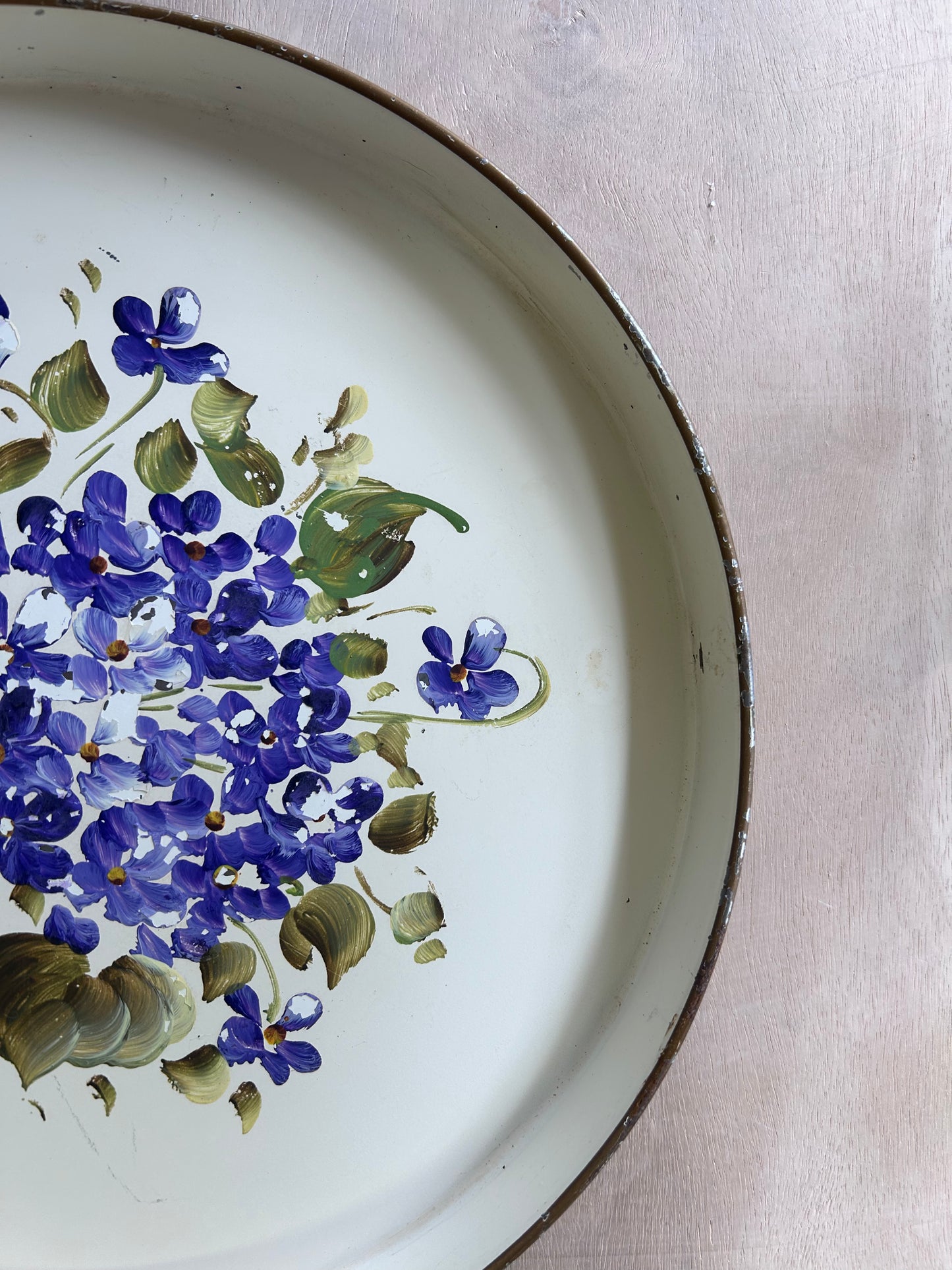 Vintage Tray- purple flowers