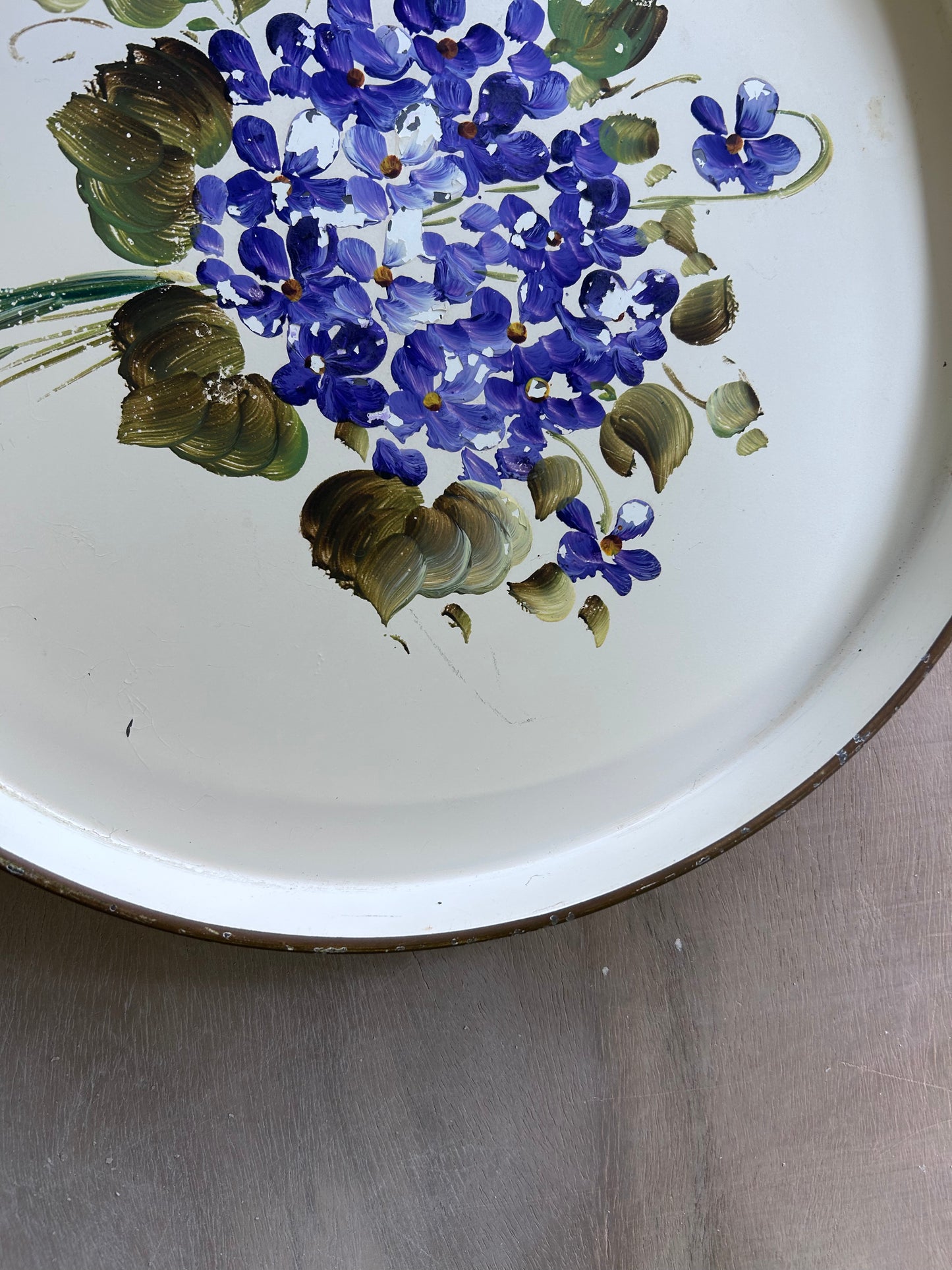 Vintage Tray- purple flowers