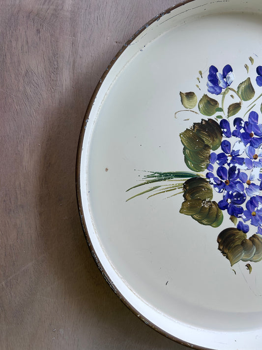 Vintage Tray- purple flowers