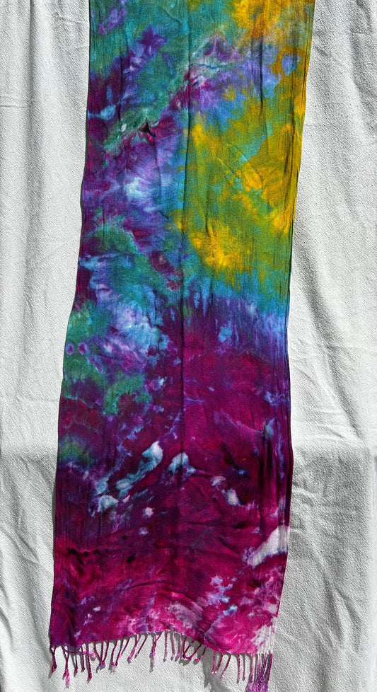 Yellow, green, purple and peacock blue scarf (#1)