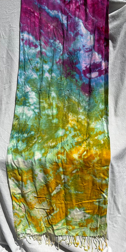 Yellow, green, purple and peacock blue scarf (#2)