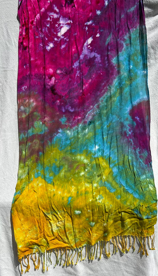 Yellow, green, purple and peacock blue scarf (#3)