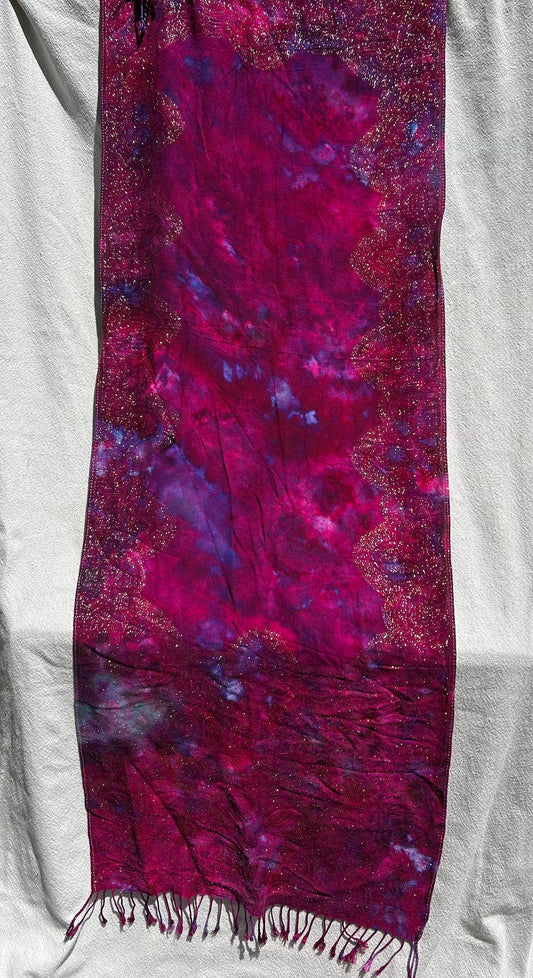 Purple and magenta scarf with gold border(#4)