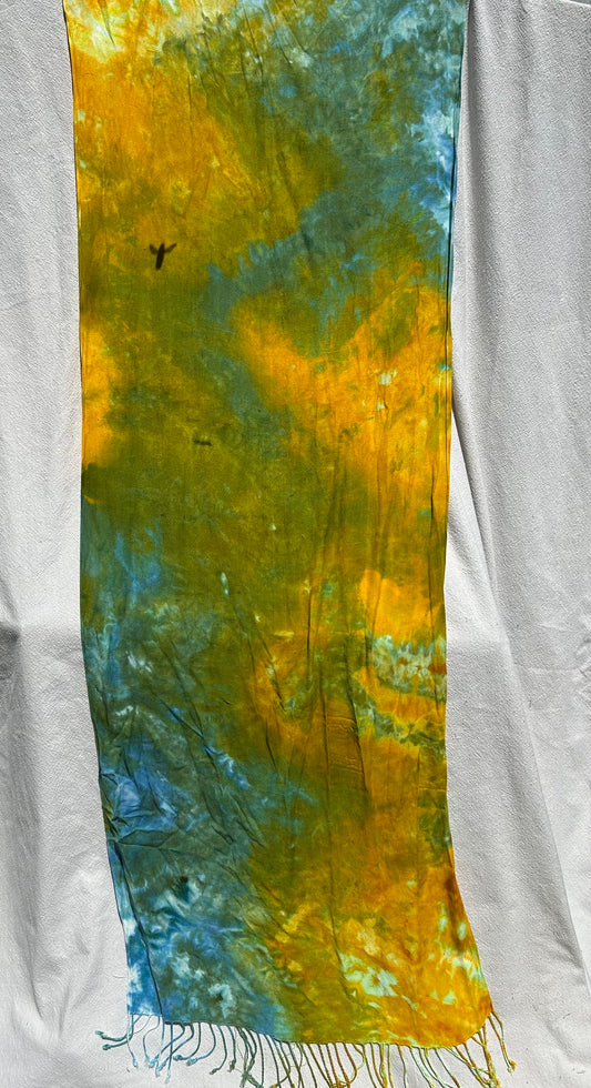 Goldenrod, peacock and blue scarf (#7)